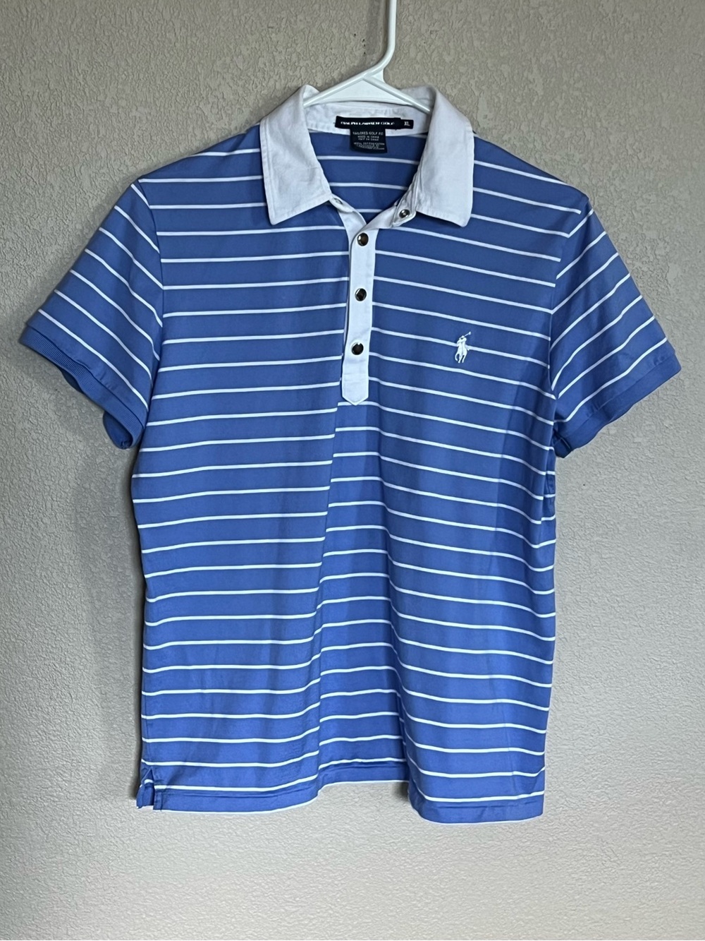 Ralph Lauren Golf Light Blue and White Striped Polo